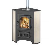 Печь-Камин ВЕЗУВИЙ ПК-01 (220) угловой беж. с конфоркой 9 кВт (150 м3) Ø 115 мм