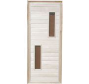 Дверь липовая для сауны остекленная, тип 2 (1800*700)