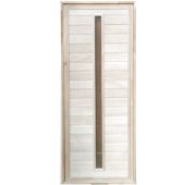 Дверь липовая для сауны остекленная, тип 3 (1800*700)