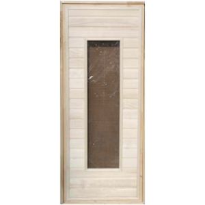 Дверь липовая для сауны остекленная, тип 4 (1800*700)