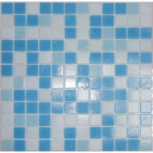 Мозаика MIX20 стекло бело-сине-голубой (сетка)(23*23*4) 322*322