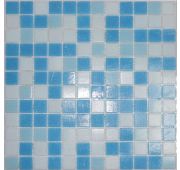 Мозаика MIX20 стекло бело-сине-голубой (сетка)(23*23*4) 322*322