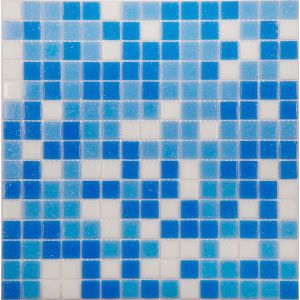 Мозаика MIX14 стекло бело-синий  (бумага) (20*20*4) 327*327