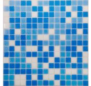 Мозаика MIX14 стекло бело-синий  (бумага) (20*20*4) 327*327