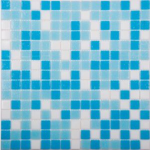 Мозаика MIX2 стекло бело-сине-голубой (сетка) (20*20*4) 327*327
