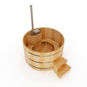 Фурако из кедра круглая с внутренней дровяной печкой 150см