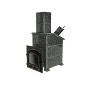 Облицовка сборная из камня для банной печи «Сибирь 25» (Вид «Президент 950», Пироксенит 40мм) конвекционные отверстия сверху (верхняя плита)